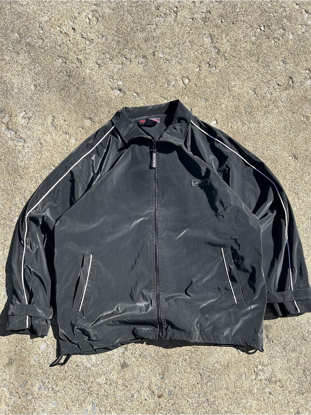 Vintage South Pole Black Windbreaker Jacket with White Piping